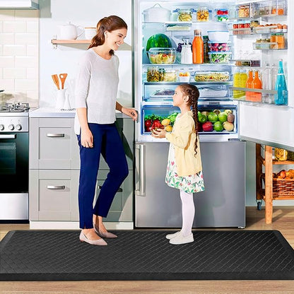 HappyTrends Kitchen Floor Mat - 4/5 Inch Thick Anti-Fatigue Kitchen Rug,Waterproof Non-Slip Kitchen Mats and Rugs Heavy Duty Ergonomic Comfort Rug for Kitchen,Office,Sink,Laundry,(22"x72", Black)