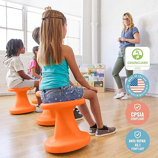 ECR4Kids Twist Wobble Stool, 14in Seat Height, Active Seating, Orange