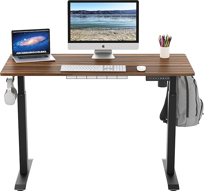 SHW Memory Preset Electric Height Adjustable Standing Desk, 48 x 24 Inches, Walnut