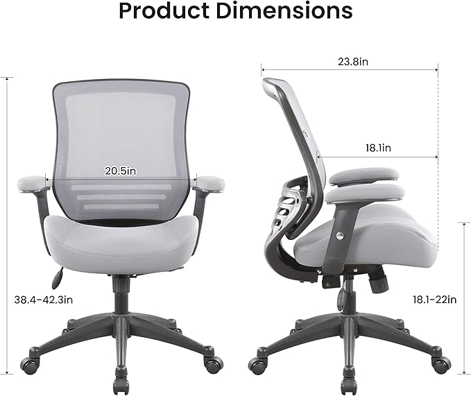 BOLISS 400lbs Ergonomic Office Chair, Home Desk Chair, Adjustable Arms, Super Soft Wide Cushion Big Mesh Chairs (Grey