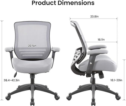 BOLISS 400lbs Ergonomic Office Chair, Home Desk Chair, Adjustable Arms, Super Soft Wide Cushion Big Mesh Chairs (Grey