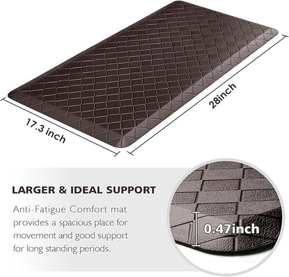 HappyTrends Cushioned Anti-Fatigue Rug,17.3"x28",Thick Waterproof Non-Slip Kitchen Mats Heavy Duty Ergonomic Comfort Rug for Kitchen,Floor,Office,Sink,Chocolate