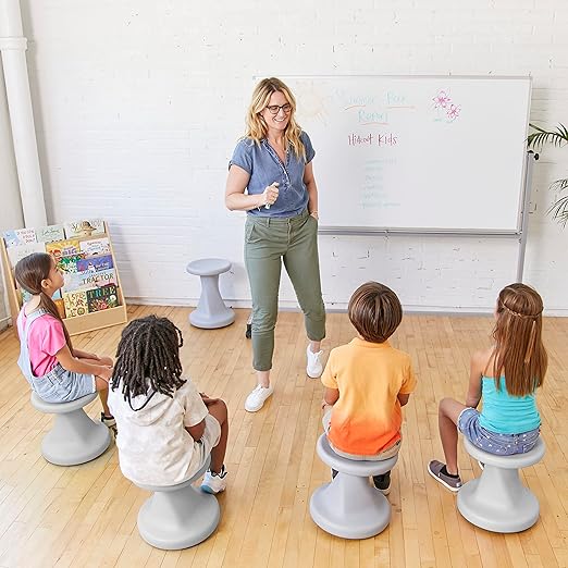 ECR4Kids Twist Wobble Stool, 14in Seat Height, Active Seating, Light Grey