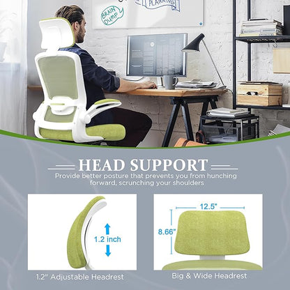 Mimoglad Office Chair, High Back Ergonomic Desk Chair with Adjustable Lumbar Support and Headrest, Swivel Task Chair with flip-up Armrests for Guitar Playing, 5 Years Warranty