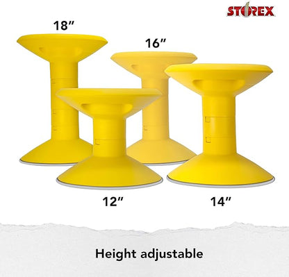 Storex Wiggle Stool – Active Flexible Seating for Classroom and Home Study, Adjustable 12-18 Inch Height, Yellow (00303U01C)