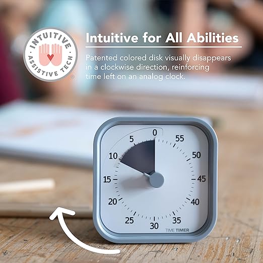 TIME TIMER Home MOD - 60 Minute Kids Visual Timer Home Edition - for Homeschool Supplies Study Tool, Timer for Kids Desk, Office Desk and Meetings with Silent Operation (Pale Shale)