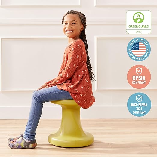 ECR4Kids Twist Wobble Stool, 14in Seat Height, Active Seating, Fern Green