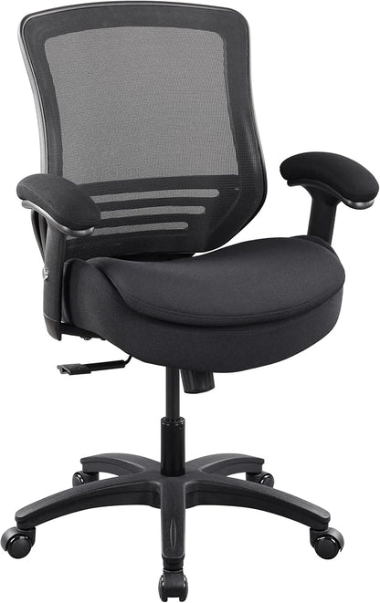 BOLISS 400lbs Ergonomic Office Chair, Home Desk Chair,Super Soft Adjustable Arms,Molded Double Seat Cushion Foam Seat and Lumbar Support (Black)