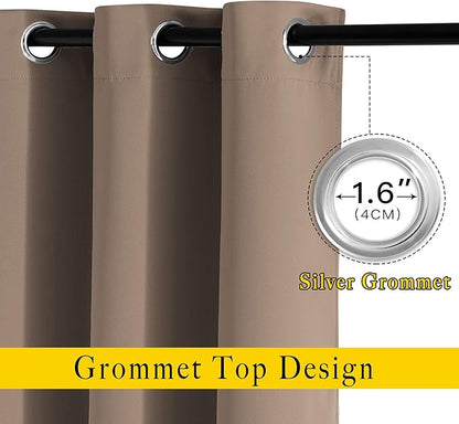 NICETOWN Blackout Curtains 78 inch Length 2 Panels Set - Grommet Thermal Insulated Room Darkening Doorway Curtains Sound & Light Blocking for Bedroom/Living Room, Cappuccino, W52 x L78