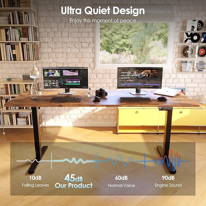 Monomi Electric Standing Desk, 79 x 31.5 inches Height Adjustable Desk, Ergonomic Home Office Sit Stand Up Desk with Memory Preset Controller (Rustic Brown Top/Black Frame)