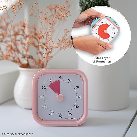 TIME TIMER Home MOD Botanical Cases - for Classroom Learning, Homeschool Study Tool, Student Desk Clock and Office Meetings with Silent Operation (2-Pack), Pink & Green