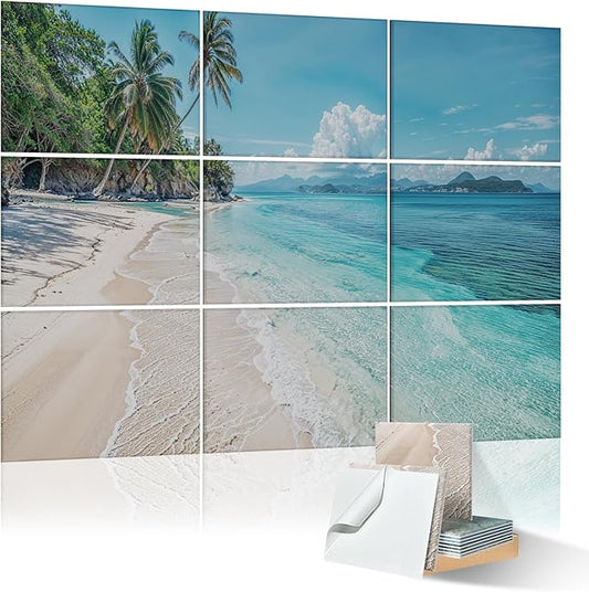 9 Pack Wall Art Acoustic Panels,48" X 36"Sound Absorbing Panels, Decorative Sound Dampening Panels, Acoustic Treatment for Studio Home and Office （Coconut tree）