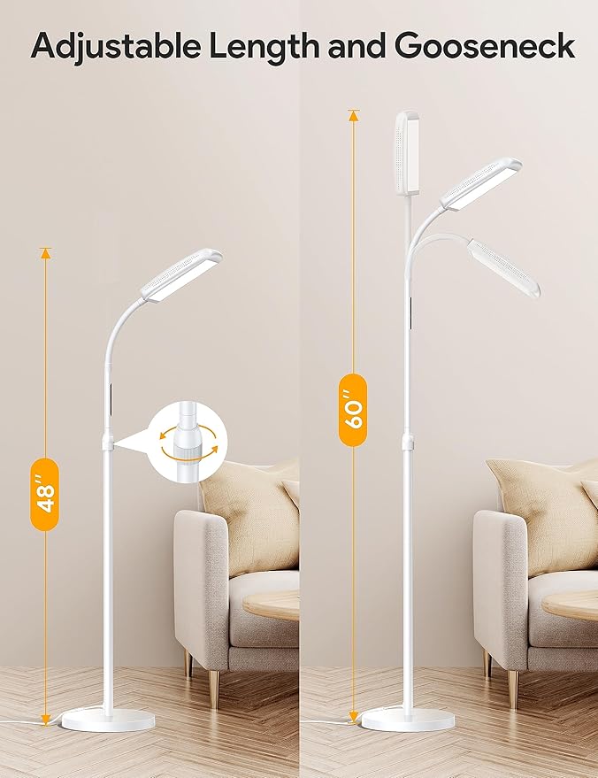 MediAcous Light Lamp 10000 Lux, Sun Light Lamp UV-Free with 5 Color Temperature & 5 Brightness Levels & Timer, Bright Light Floor lamp, Full Spectrum Daylight Lamp for Home,Office