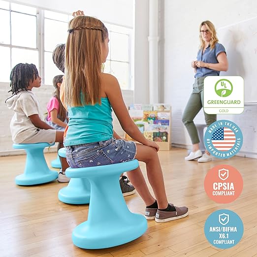 ECR4Kids Twist Wobble Stool, 14in Seat Height, Active Seating, Cyan