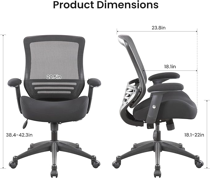 BOLISS 400lbs Ergonomic Office Chair, Home Desk Chair, Adjustable Arms, Super Soft Wide Cushion Big Mesh Chairs (Black)