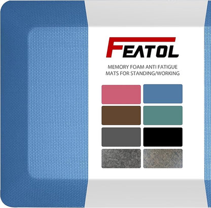 FEATOL Anti Fatigue Mat Floor Mat, Extra Thick Standing Office Desk Mat Memory Foam Cushioned Anti Fatigue Ergonomic Kitchen Mats Comfort Standing Pad NOT PVC 9/10 Inch Thick (Blue, 20x59x9/10-Inch)