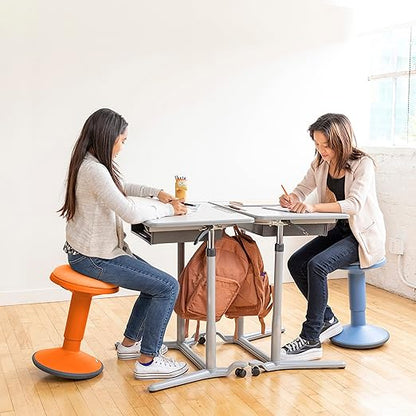 ECR4Kids Sitwell Wobble Stool with Cushion, Adjustable Height, Active Seating, Orange