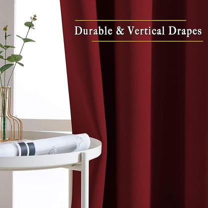 NICETOWN Blackout Draperies Curtain Panels - Thermal Insulated Solid Grommet Blackout Curtains/Panels/Drapes for Living Room(Burgundy Red, 1 Pair, 66 by 54-Inch)