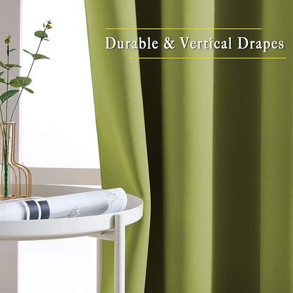 NICETOWN Green Blackout Draperies Curtains - Window Treatment Thermal Insulated Solid Grommet Blackout Curtains/Drapes for Bedroom (Set of 2 Panels, 52 by 72 Inch, Fresh Green)