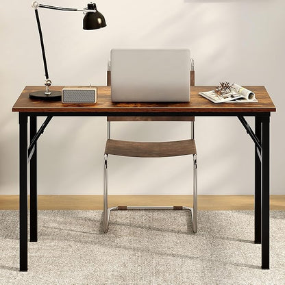 Need Office Computer Desk - 47.2L Sturdy and Heavy Duty Folding Laptop Table,Writing Table/Home Office Desk/Sewing Table,No Assembly Required,Rustic Brown AC5FB(120 * 60)