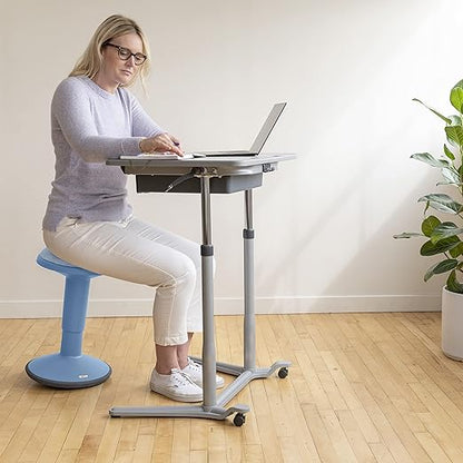 ECR4Kids Sitwell Wobble Stool with Cushion, Adjustable Height, Active Seating, Powder Blue