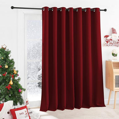 RYB HOME Kids Curtain Panels - Extra Long Curtains for High Ceiling Large Window Decor Room Divider Curtain for Bedroom Dining Bar School Dorm Ceremony Baby Shower, 100 x 120 inch, Burgundy Red