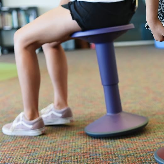 ECR4Kids SitWell Wobble Stool, Adjustable Height, Active Seating, Eggplant