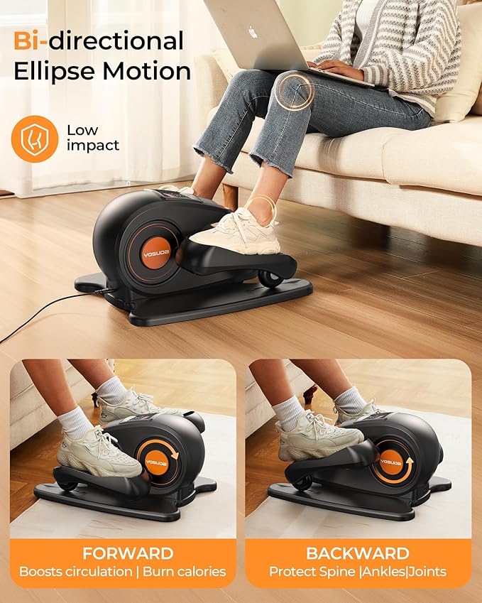 YOSUDA Under Desk Elliptical Electric,Ellipse Leg Exerciser for Seniors,Fully Assembled Seated Pedal Exerciser with Remote Control with Free Footstraps & 10 Adjustable Speeds