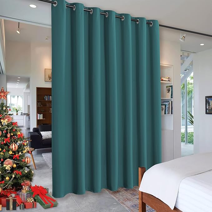 RYB HOME Room Divider Curtains for Closet Blackout Sound Reducing Privacy Drapes for Large Window Decor Wide Visual Barrier Shared Bedroom Loft Dorm, W 150 x L 108 inches, Teal, 1 Panel