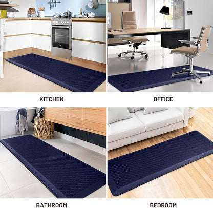 HappyTrends Kitchen Floor Mat - 4/5 Inch Thick Anti-Fatigue Kitchen Rug,Waterproof Non-Slip Kitchen Mats and Rugs Heavy Duty Ergonomic Comfort Rug for Kitchen,Office,Sink,Laundry,(22"x72", Blue)