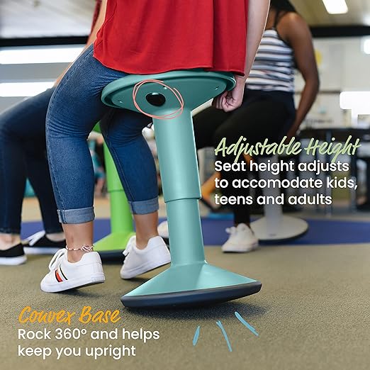 ECR4Kids SitWell Wobble Stool, Adjustable Height, Active Seating, Seafoam