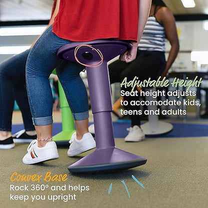 ECR4Kids SitWell Wobble Stool, Adjustable Height, Active Seating, Eggplant