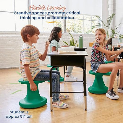 ECR4Kids Twist Wobble Stool, 14in Seat Height, Active Seating, Green