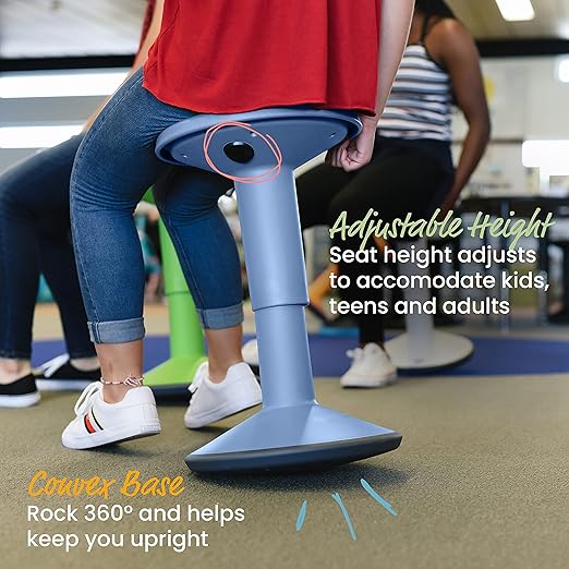 ECR4Kids SitWell Wobble Stool, Adjustable Height, Active Seating, Powder Blue