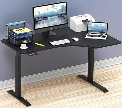 SHW 55-Inch Large Electric Height Adjustable L-Shaped Standing Desk with Right Facing Corner, Black