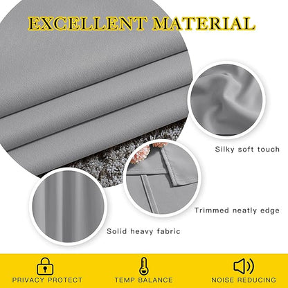 NICETOWN Blackout 66 inch Curtains for Bedroom, Grommet Thermal Insulated Room Darkening Window Treatments Voice Reducing for Kids Room, 2 Panels, W66 x L66, Silver Grey