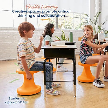 ECR4Kids Twist Wobble Stool, 14in Seat Height, Active Seating, Orange