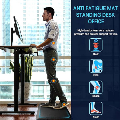 FEATOL Anti Fatigue Mats for Standing, 9/10 Extra Thick Ergonomic Standing Desk Mat, Comfort & Durable Memory Foam Standing Mat at Home,Office All Day (20" x 32", Black)