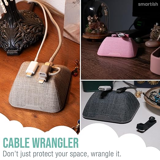 Smartish Magnetic Cord Holder - Cable Wrangler Organizer with Magnet Clips for Charger Management on Desktop, Nightstand, or Side Table for All Cables, USB-C, Lightning Cables - Teal Me More