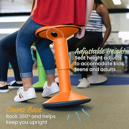 ECR4Kids SitWell Wobble Stool, Adjustable Height, Active Seating, Orange