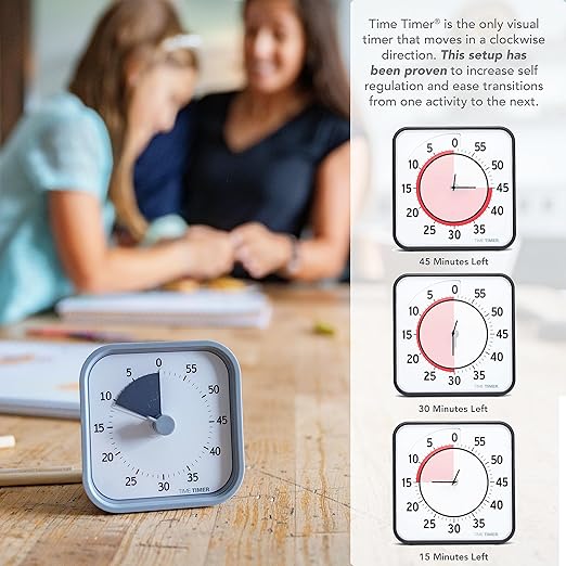 TIME TIMER Home MOD - 60 Minute Kids Visual Timer Home Edition - for Homeschool Supplies Study Tool, Timer for Kids Desk, Office Desk and Meetings with Silent Operation (Pale Shale)