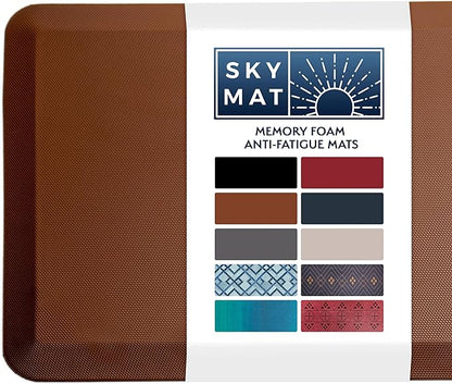 Sky Solutions Anti Fatigue Floor Mat - 3/4" Thick Cushioned Kitchen Rug, Standing Desk Mat - Comfort at Home, Office, Garage - Non Slip, Durable and Stain Resistant (20" x 32", Chocolate Brown)