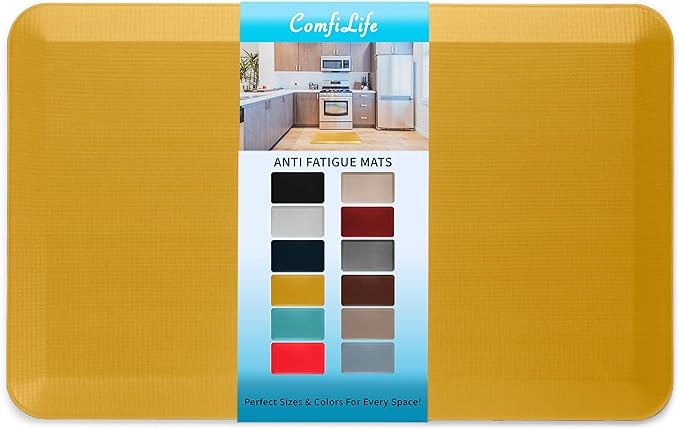 ComfiLife Anti Fatigue Floor Mat – 3/4 Inch Thick Perfect Kitchen Mat, Standing Desk Mat – Comfort at Home, Office, Garage – Durable – Stain Resistant – Non-Slip Bottom (20" x 32", Mustard)