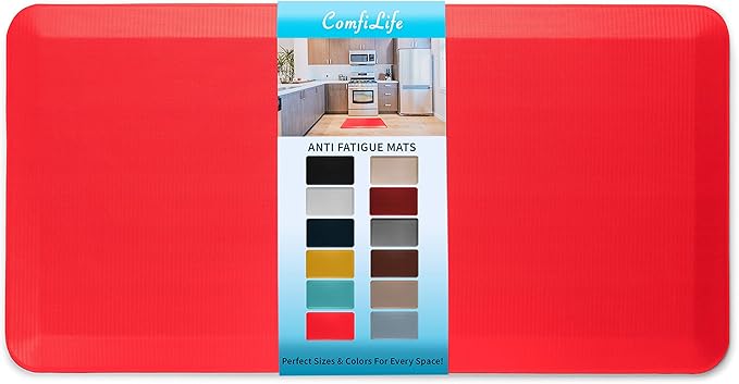 ComfiLife Anti Fatigue Floor Mat – 3/4 Inch Thick Perfect Kitchen Mat, Standing Desk Mat – Comfort at Home, Office, Garage – Durable – Stain Resistant – Non-Slip Bottom (24" x 70", Scarlet Orange)