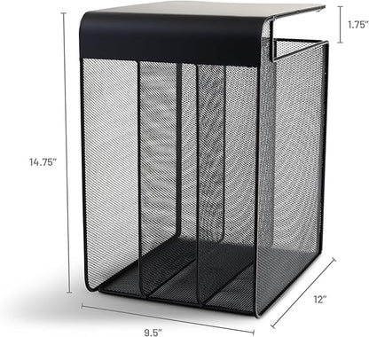 Safco Onyx Hanging Desktop Organizer with 3 Vertical Trays, Under-Desk Storage