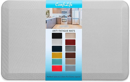 ComfiLife Anti Fatigue Floor Mat – 3/4 Inch Thick Perfect Kitchen Mat, Standing Desk Mat – Comfort at Home, Office, Garage – Durable – Stain Resistant – Non-Slip Bottom (20" x 32", Silver)