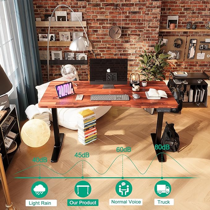 Monomi Height Adjustable Electric Standing Desk, 55 x 24 Inches Stand up Desk, Sit Stand Home Office Computer Desk(Black Frame+Cherry Top)