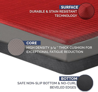 ComfiLife Anti Fatigue Floor Mat – 3/4 Inch Thick Perfect Kitchen Mats for Floor, Standing Desk Mat – Comfort at Home, Office, Garage – Durable – Stain Resistant – Non-Slip Bottom (20" x 32", Red)