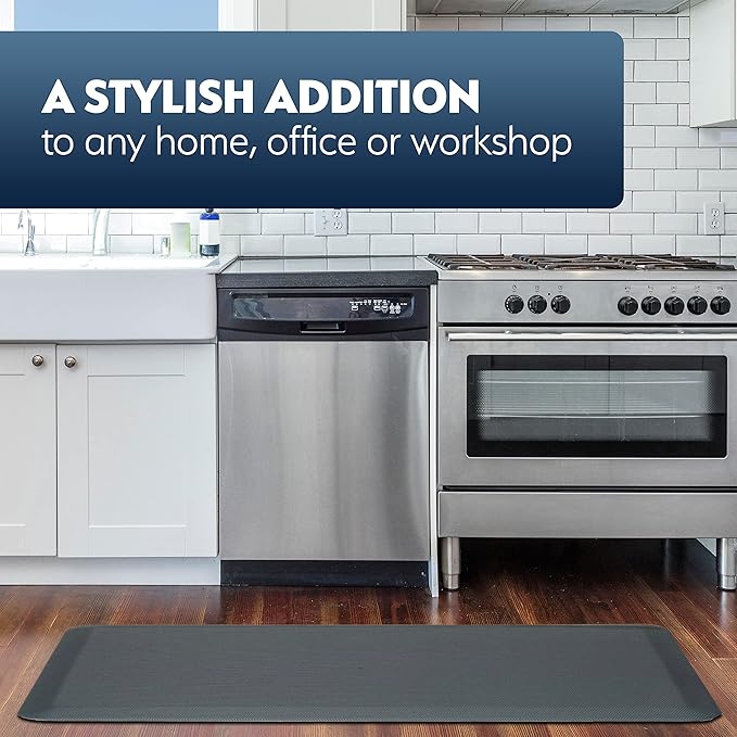 Sky Solutions Anti Fatigue Floor Mat - 3/4" Thick Cushioned Kitchen Rug, Standing Desk Mat - Comfort at Home, Office, Garage - Non Slip, Durable and Stain Resistant (24" x 70", Blue Diamonds)