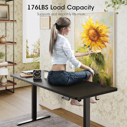 Monomi Electric Standing Desk, 71 x 31.5 inches Height Adjustable Desk, Ergonomic Home Office Sit Stand Up Desk with Memory Preset Controller (Black Top/Black Frame)